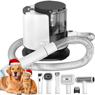 Dog Grooming Vacuum, Pet Grooming Vacuum with Clipper Nail Grinder, 1.5L Dust Cup Dog deshedding Brush with 6 Tools for Shedding Pet Hair, Home Cleaning(black), Gift For Pet
