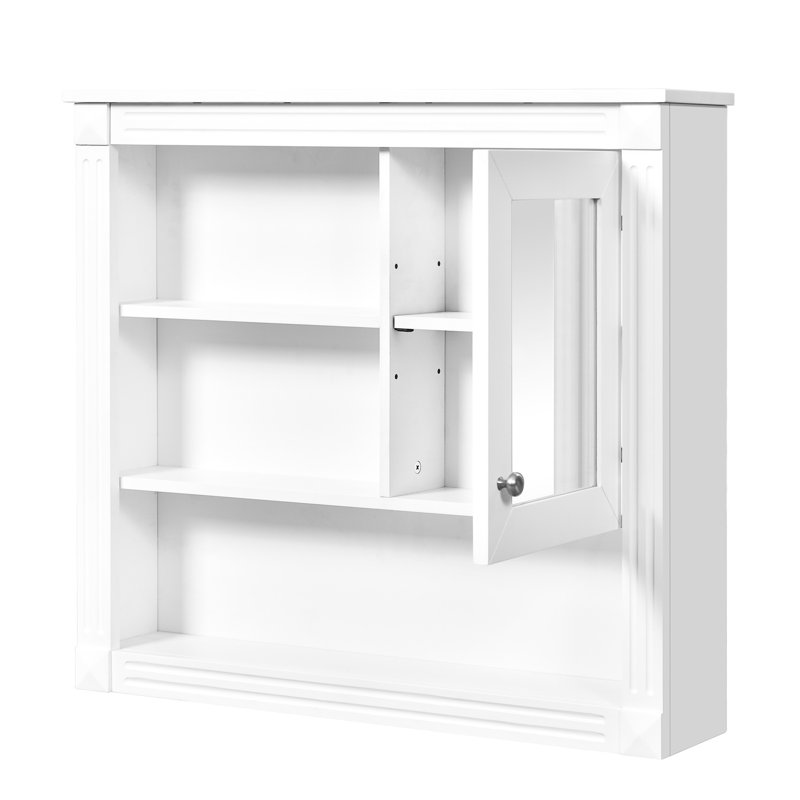 Armoire de toilette murale 32 po, 4 tablettes de rangement, miroir moderne, Blanc