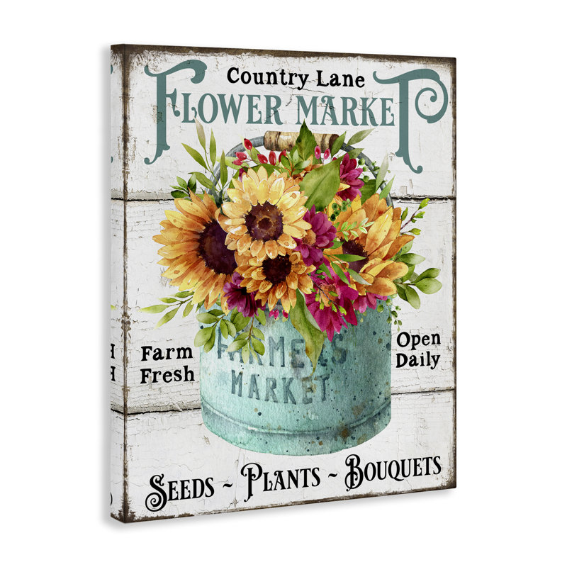 Art mural sur toile Country Country Flower Market par Creatif Belle bp-558_CN, H 20 po x l 16 po