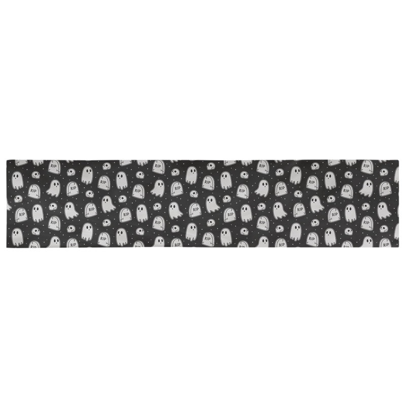 Chemin de table ghost Avicia, 73,5 po x 17,5 po, Noir / Blanc, Polyester