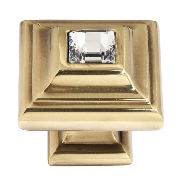 Swarovski Crystal Square Knob, Polished Antique