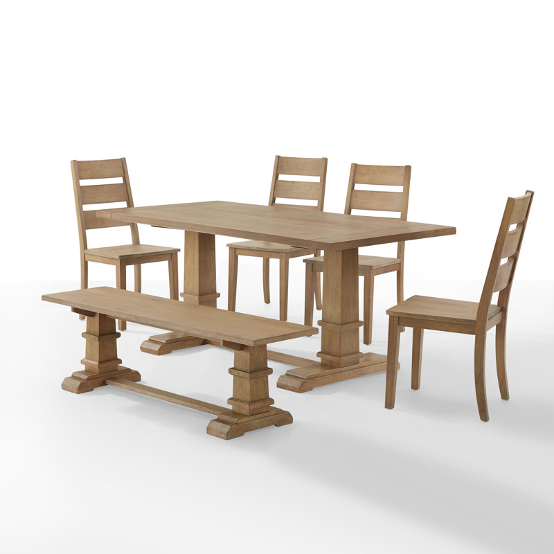 Heymann Dining Set, 6 Pieces: Table, Bench, 4 Chairs