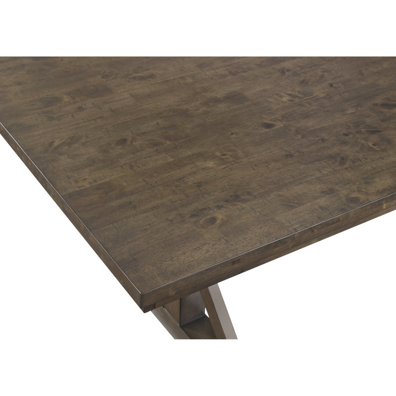 Table à manger à hauteur de comptoir 5 pièces avec finition brun rustique, table à tréteaux et sièges rembourrés pour les réunions de famille