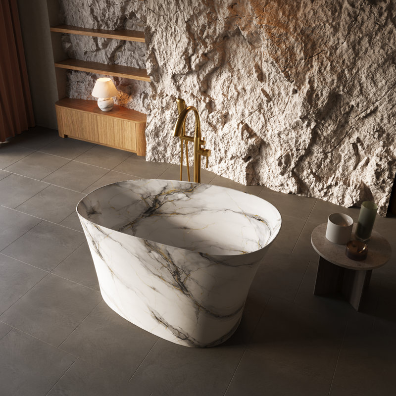 Baignoire de trempage autoportante de 51 po, baignoire à surface solide