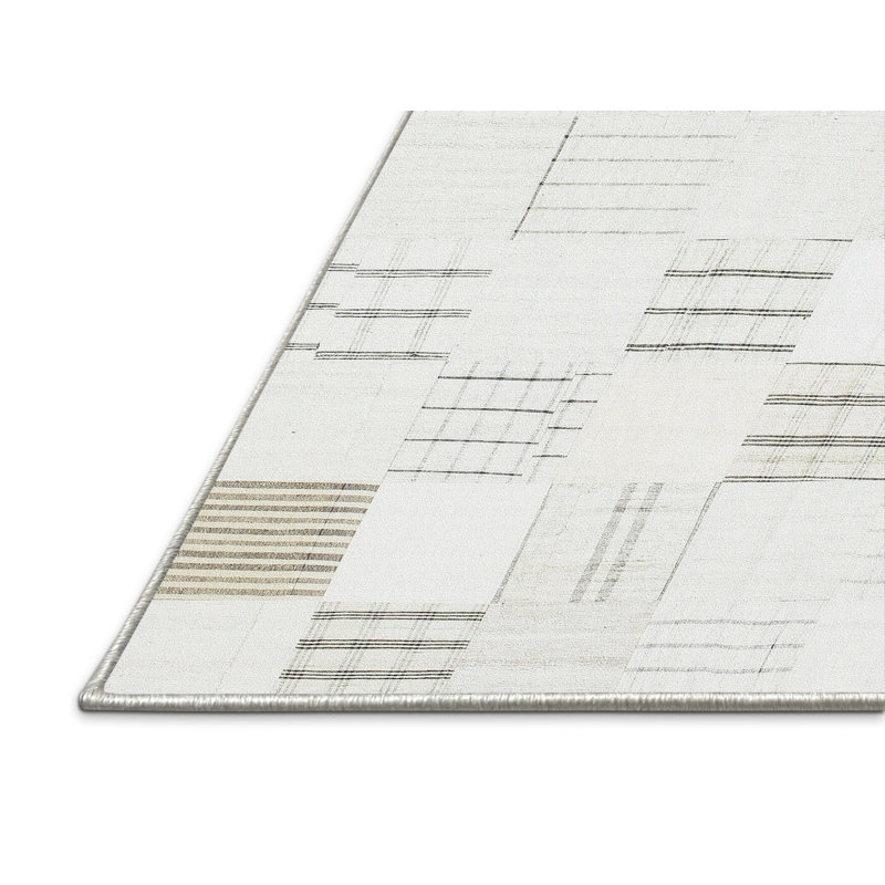 Tapis abstrait crème / gris, Rectangle 7 pi x 10 pi