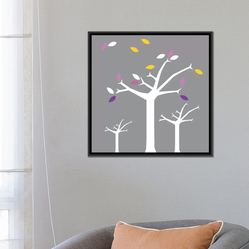 « automne trees », impression sur toile enroulée Kids Art, H 18 po x l 18 po x P 1,5 po, Toile avec cadre noir, Pas de tapis