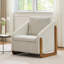 Fauteuil en chenille avec cadre latéral ergonomique et en bois, pour chambre à coucher et salon, structure rembourrée beige, pièce-218876657