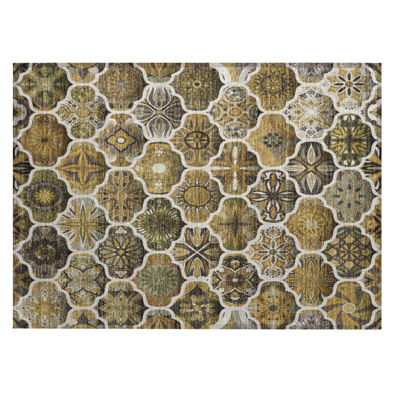 Machine Washable Indoor/Outdoor Chantille ACN2878 Lattice Rug, 2'6" x 3'10", Brown