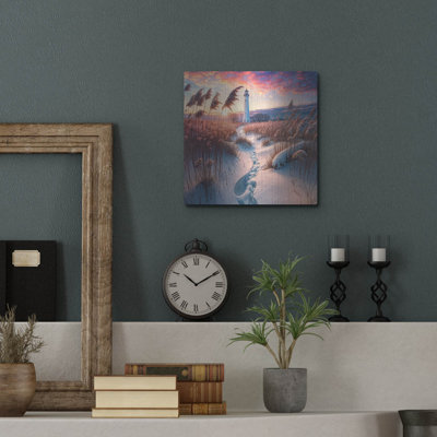 «Lighthouse Sunrise 3» par Rey Klimt, art mural en métal, 12 po x 12 po