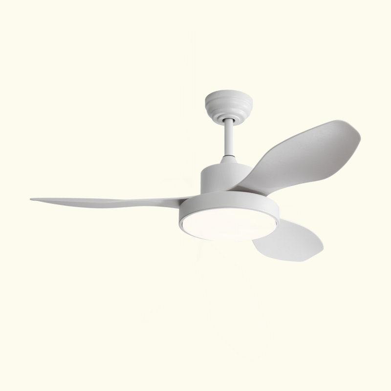 Ventilateur de plafond 47 pouces avec lumière DEL 22W et télécommande 6 vitesses moteur à courant continu blanc pour salon chambre à coucher