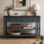 Console rétro avec deux tablettes ouvertes, structure et pieds en bois de pin massif-1959078402-1959078403-1959078404