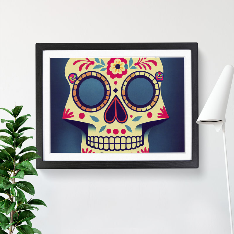 Mind Blowing Floral Sugar Skull - Framed Print, Black Framed, 25cm H x 34cm W