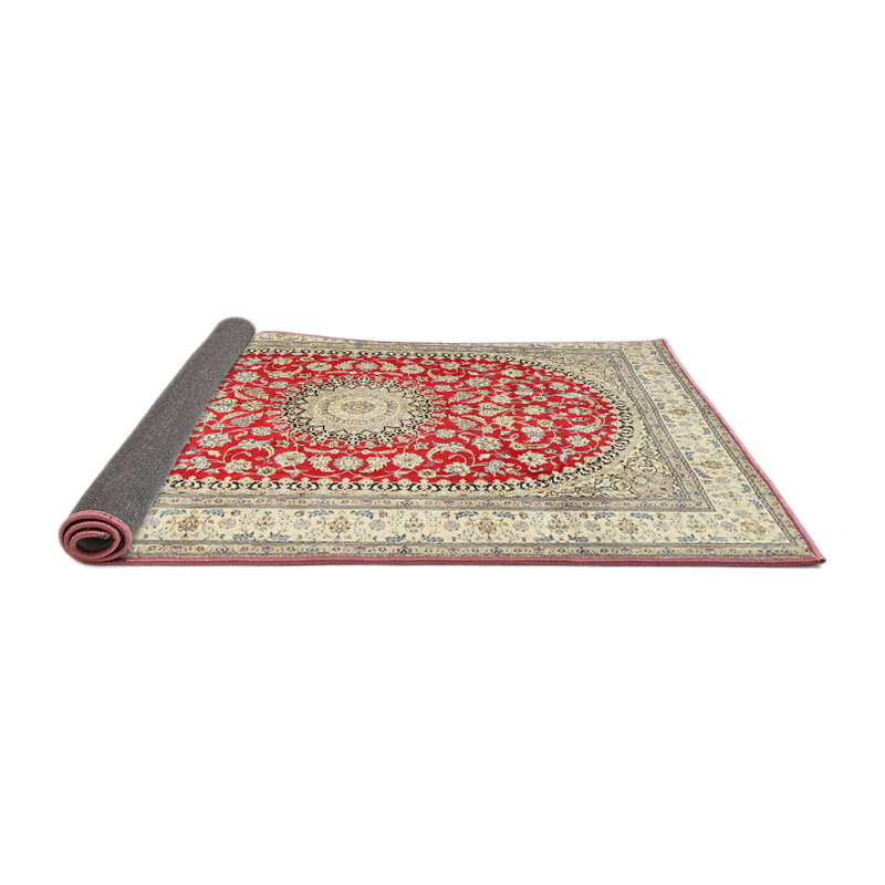 Tapis traditionnel crème / gris / rouge, Rond 5 pi