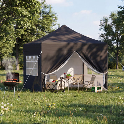 Auvent escamotable 10 'x 10' avec parois latérales et fenêtres, imperméable et protection UV