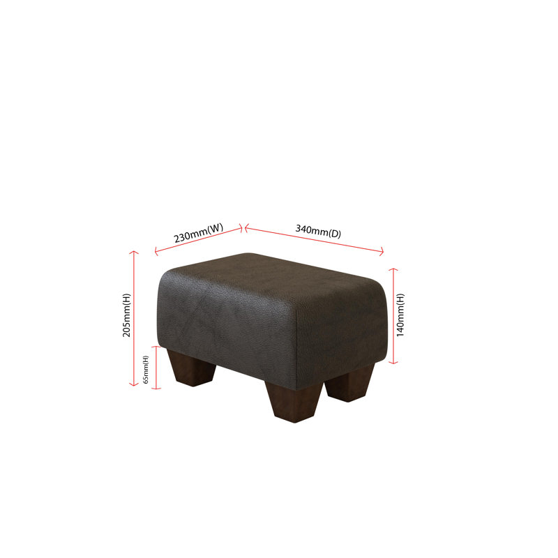Manufactured Wood Accent Stool, Mahogany, Black, Italian Leather