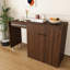 Bureau extensible multifonctionnel, bureau pliable de 119 cm, table de maquillage avec miroir, 3 modes d'utilisation, équipé d'un tabouret avec fonction de rangement, convient pour la chambre, l'appartement (Noyer)-298806647