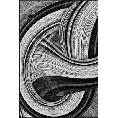 Infinity Black Patterned Woven Base Washable Rug