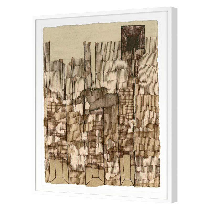 Coffee Drawing 4 Print by Renee Staeck, White, 29" H x 22" W x 1.25" D