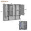 Armoire de salle de bain murale avec miroir et tablettes ouvertes-129595726