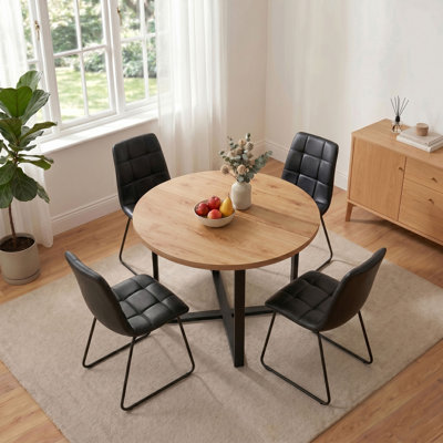 Ensemble de table de salle à manger 5 pièces avec 4 chaises, ensemble de table de salle à manger avec base en métal