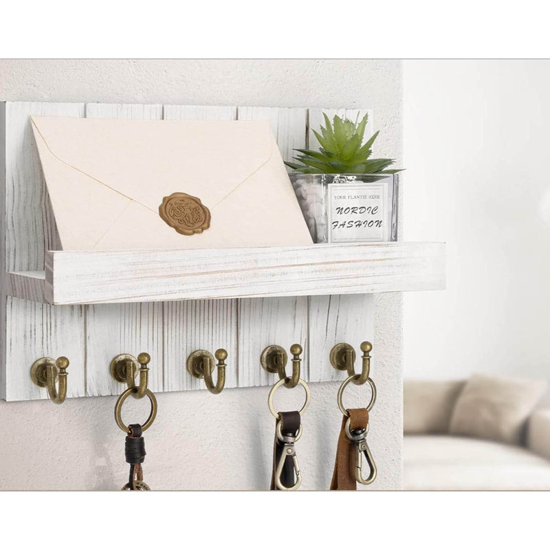 Rangement mural pour clés et courrier Vyrl, Blanc délavé