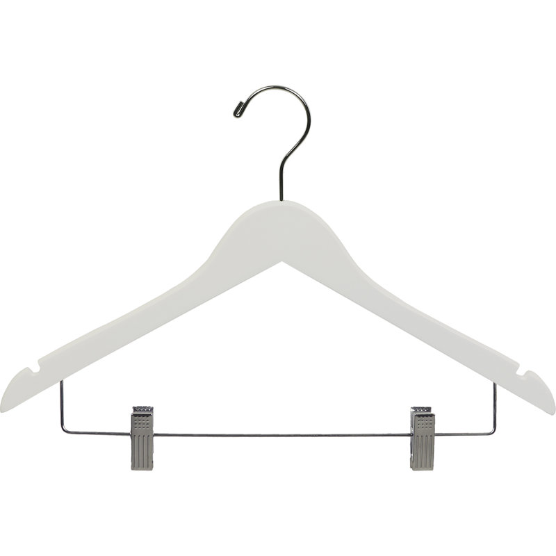 Combo cintre en bois pour jupe / pantalons, Blanc / Chrome