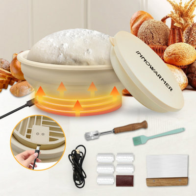 Silicone Sourdough Bread Proofing Basket, Electric Heating Sourdough Bread Baking Supplies, Round Sourdough Starter Kit, Proofing Basket For Bread Baking, Bread Making Supplies Tools