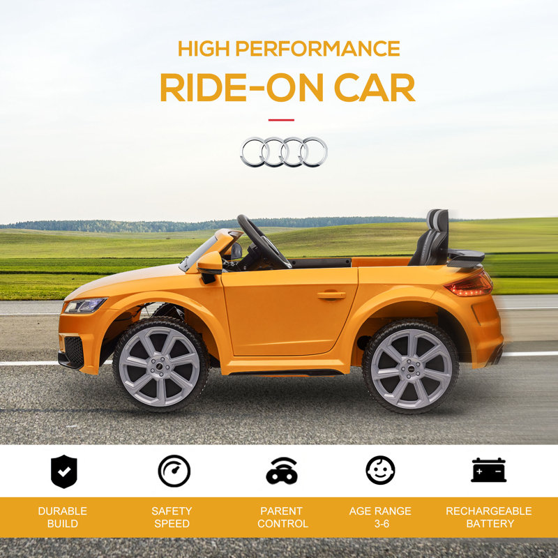 Yellow 6V Audi TT RS Roadster Kids Electric Ride-On Car