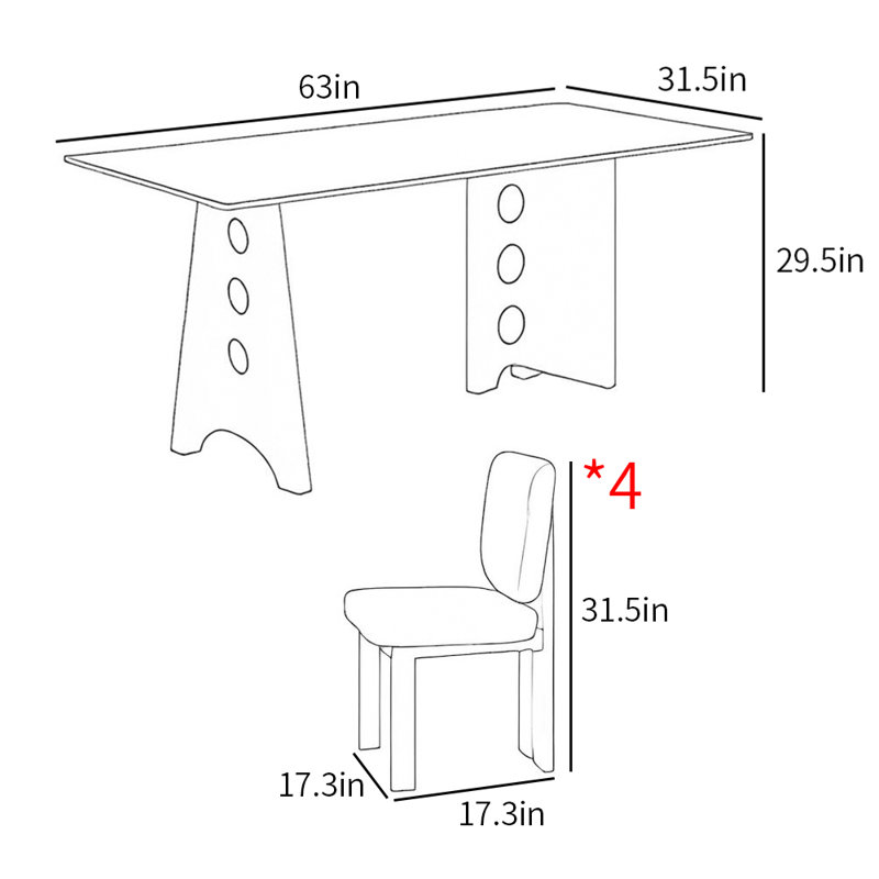 Ensemble de table de salle à manger vintage en pierre frittée, H 29,5 po x L 63 po x l 31,5 po