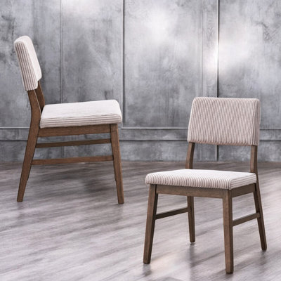 Ensemble de 2 chaises d'appoint en velours côtelé mauve avec garniture en noyer, style scandinave, hauteur sous plafond de 33 cm, capacité de 100 kg, finition Dusty & Finish, siège et dossier rembourrés.