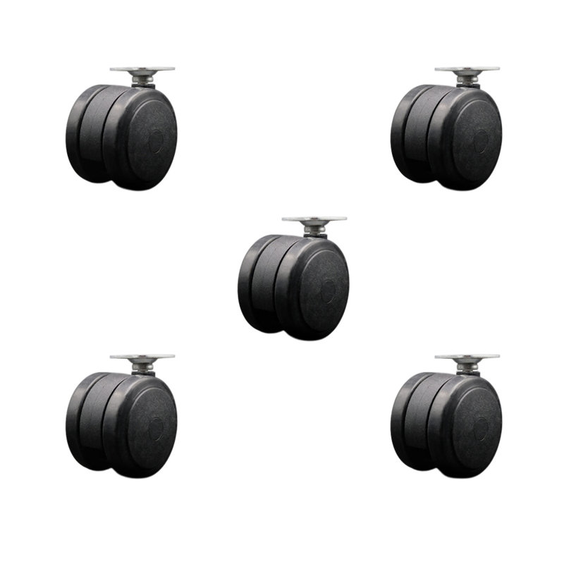 Ensemble de 5 roulettes de service pour 2 ou 3 pouces / 8 pouces, Noir