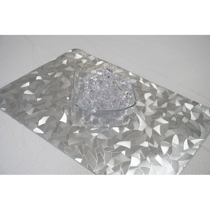 Silver Leaf Design Vinyl Placemats Set of 4