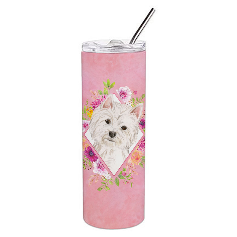 E23BF9F8391D466E9CA4F8DFEBD9A7DB de verre 20 oz à double paroi en acier inoxydable chiot, Westie, Rose