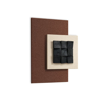Coffee Black Charred Wood Sandstone Spliced Rectangular Wall art for Living Room