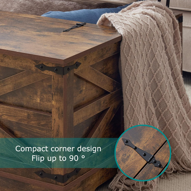 Coffee Table with Storage, Farmhouse Square Storage Coffee Table with Hinged Lift Top, Square Wood Center Table, Cocktail Table with Large Hidden Storage Compartment for Living Room