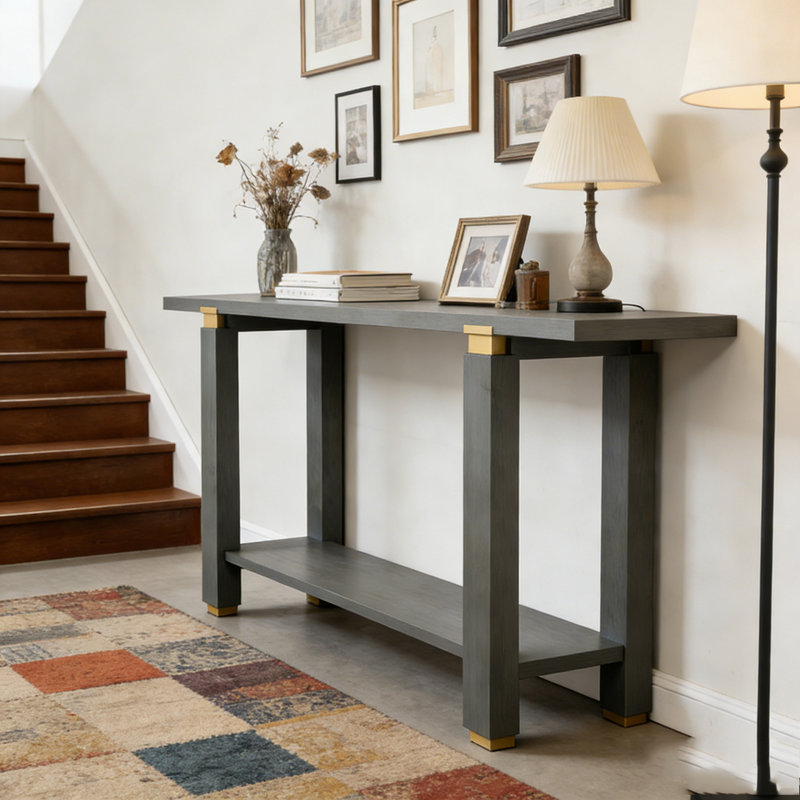 Console 62,2 "Modern Minimalist Console, table d'entrée en bois massif, Gris