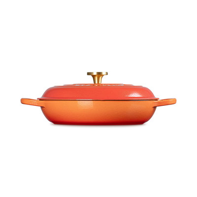 Le Creuset Signature Round Braiser With Crucible Knob, Flamme Dorée
