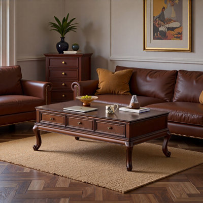 Table basse à 6 tiroirs avec rangement Retro