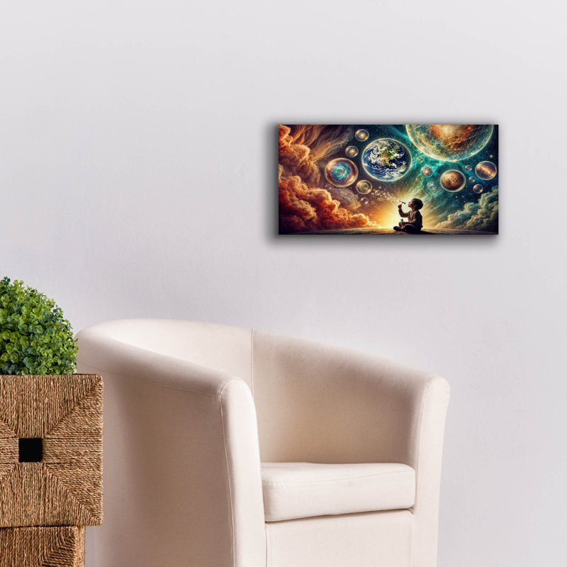 «Bubbles Universe» par Rey Klimt, art mural sur toile, H 12 po x l 24 po x P 0,75 po