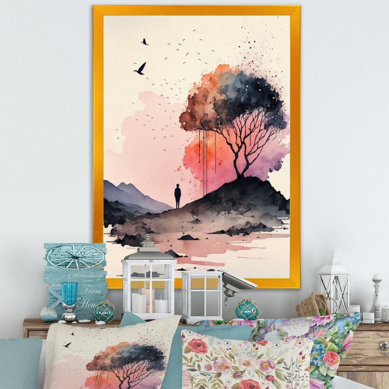 Regarder le coucher de soleil rose et magenta - reproduction sur toile, H 40 po x l 30 po x P 1,5 po