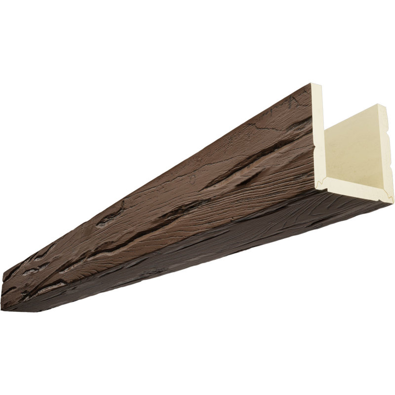 Premium Aged Faux Wood U-Shaped Ceiling Beam, 20-ft