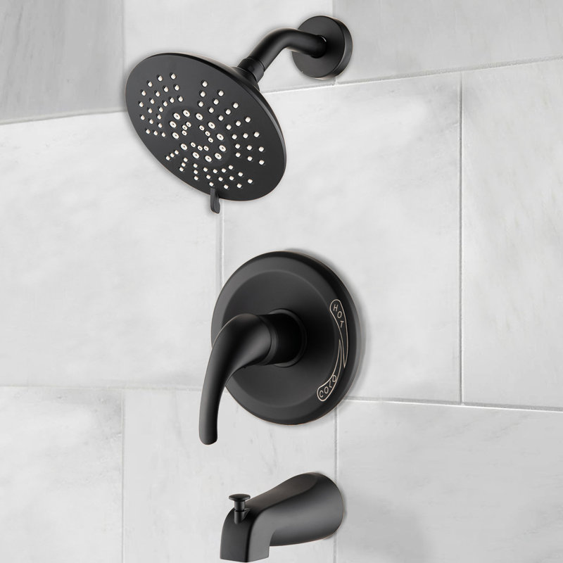 Matte Black Shower Fixture With 2.2 Gpm Flow & Adjustable Spray Head Finish 5 Patterns