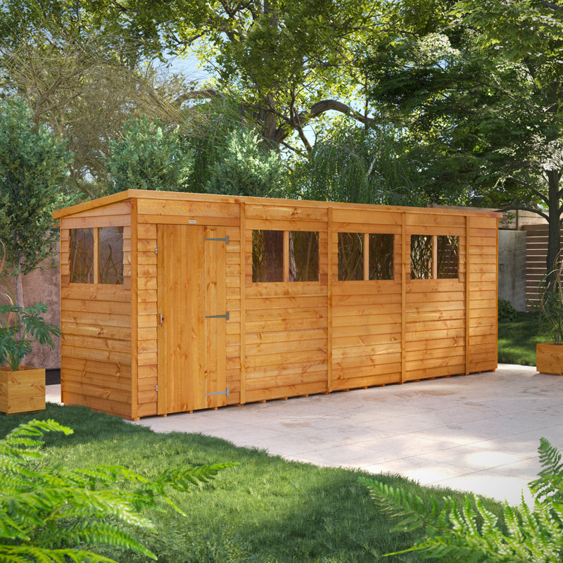 Powersheds 18 x 4ft Timber Overlap Pent Garden Shed