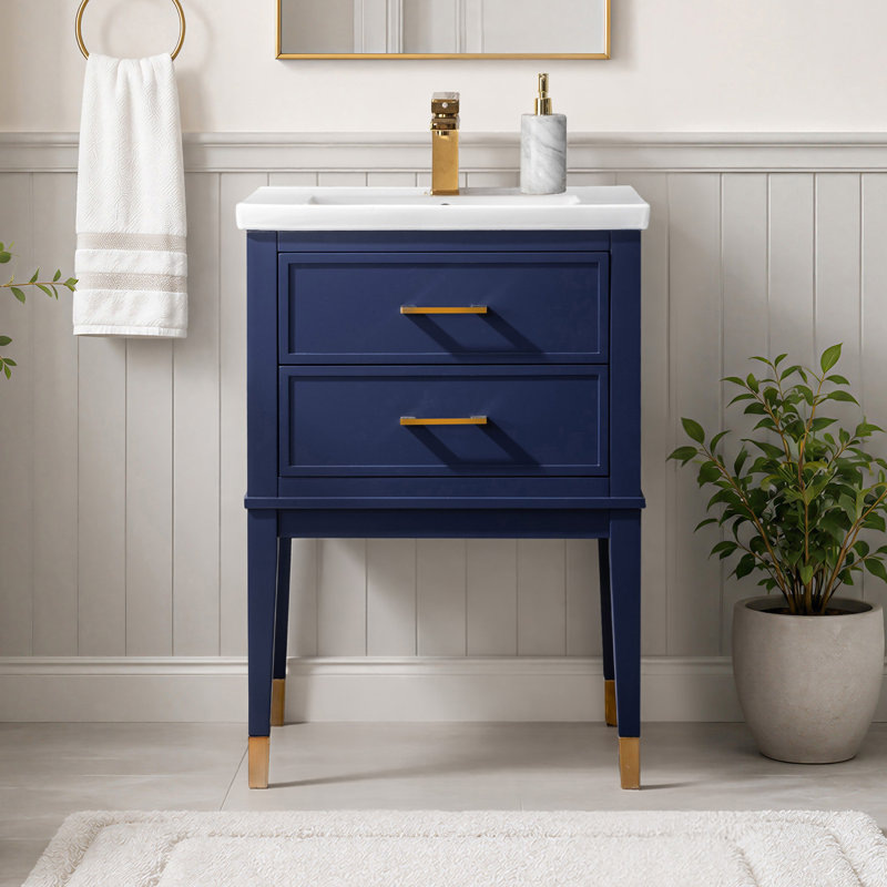 Ensemble de meuble-lavabo simple 24 po Deon, bleu, 34" H x 24" W x 18.5" D