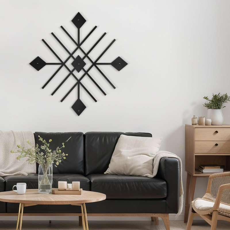 Décoration murale en métal, Noir, H 36 po x l 36 po x P 0,05 po