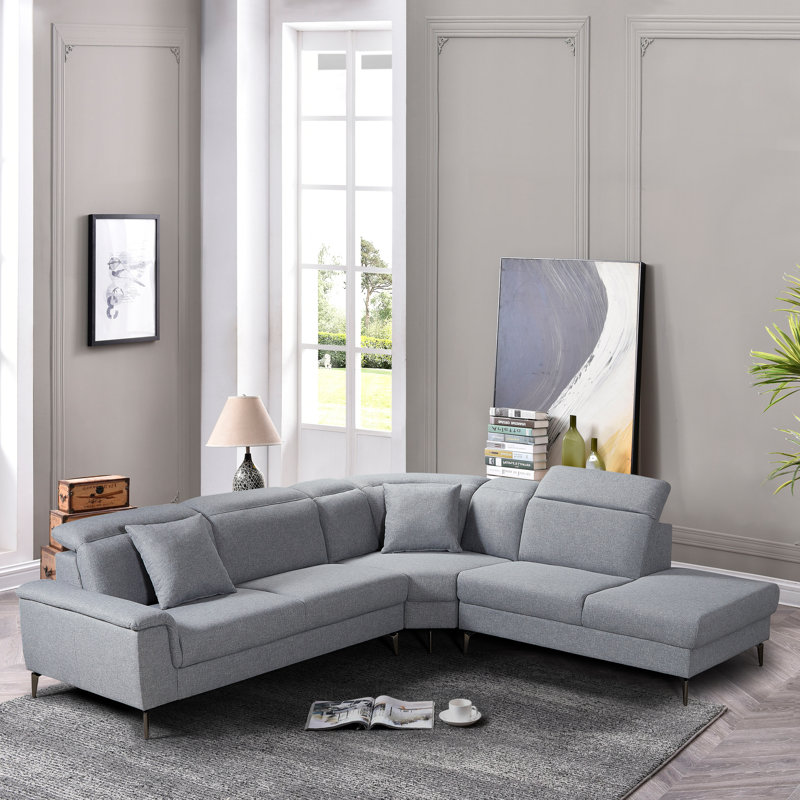 Canapé modulaire 3 pièces Alsace, Polyester gris alsace