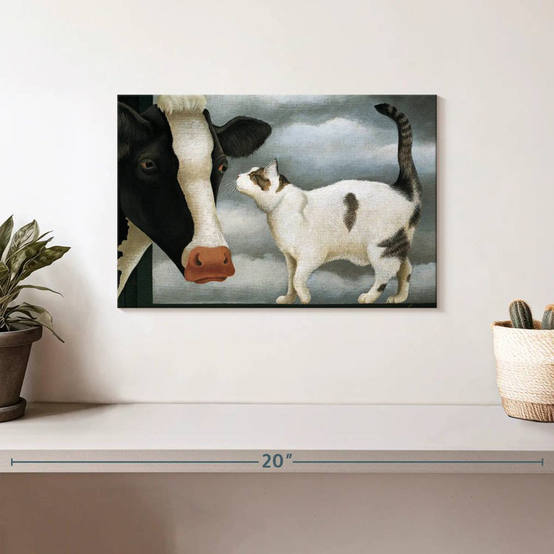 Chat et vache, H 8 po x l 12 po