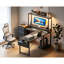 L-Shaped Gaming Desk with LED Lights & Power Outlet, 110 × 80 cm Reversible Corner Computer Desk with Shelves, Storage Bag and Headphone Hook-647299821