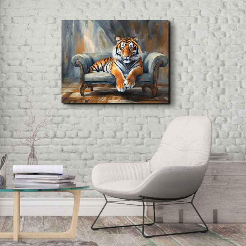 «Lion Couch 2» sur toile, H 26 po x l 32 po