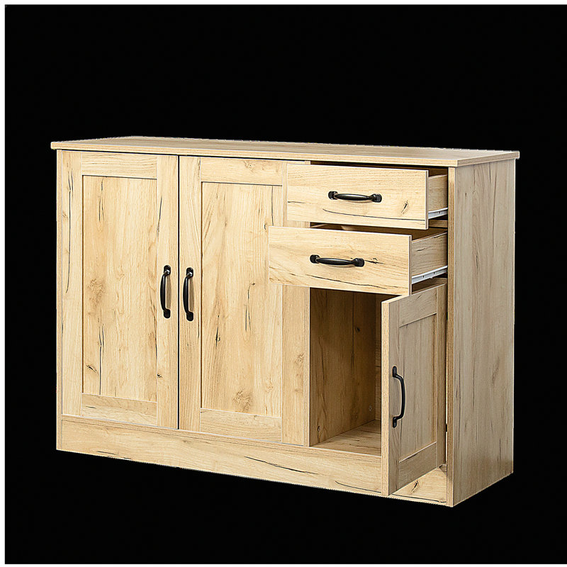 Buffet moderne en bois avec 2 portes 1 espace de rangement et 2 tiroirs